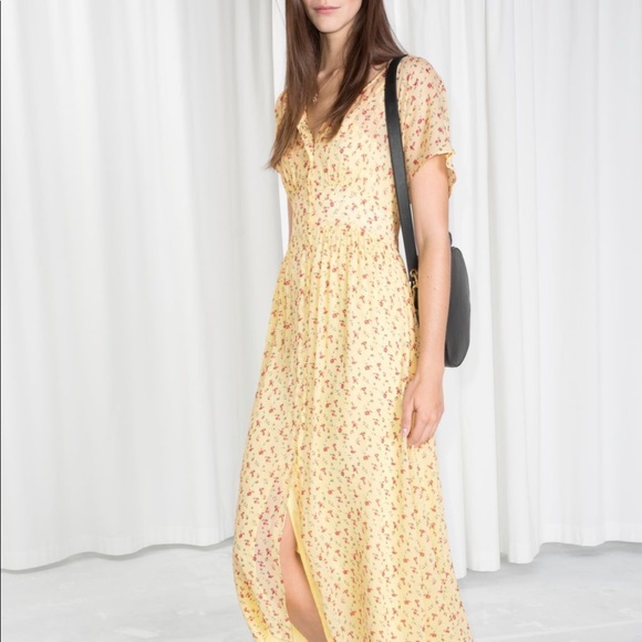 & Other Stories Dresses & Skirts - &OtherStories Yellow Floral Print Dress - 4 (NWT)